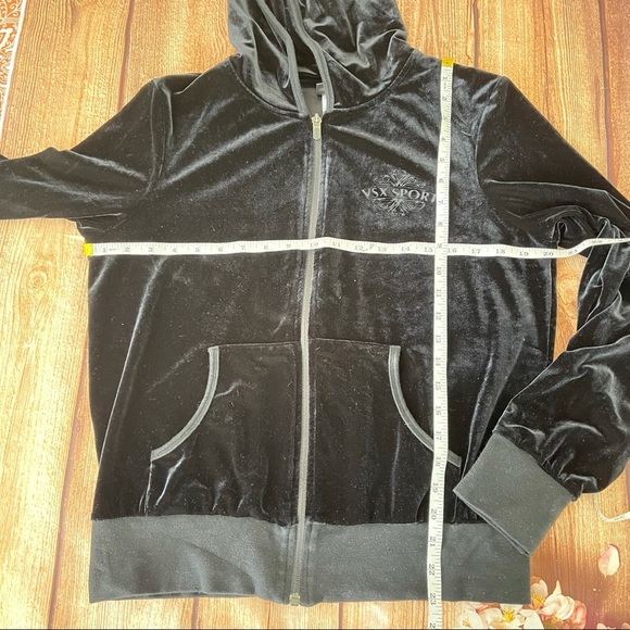 Victoria’s Secret VSX Sport Black soft Velvet Full Zip Up Jacket Hoodie Size M - Picture 12 of 12